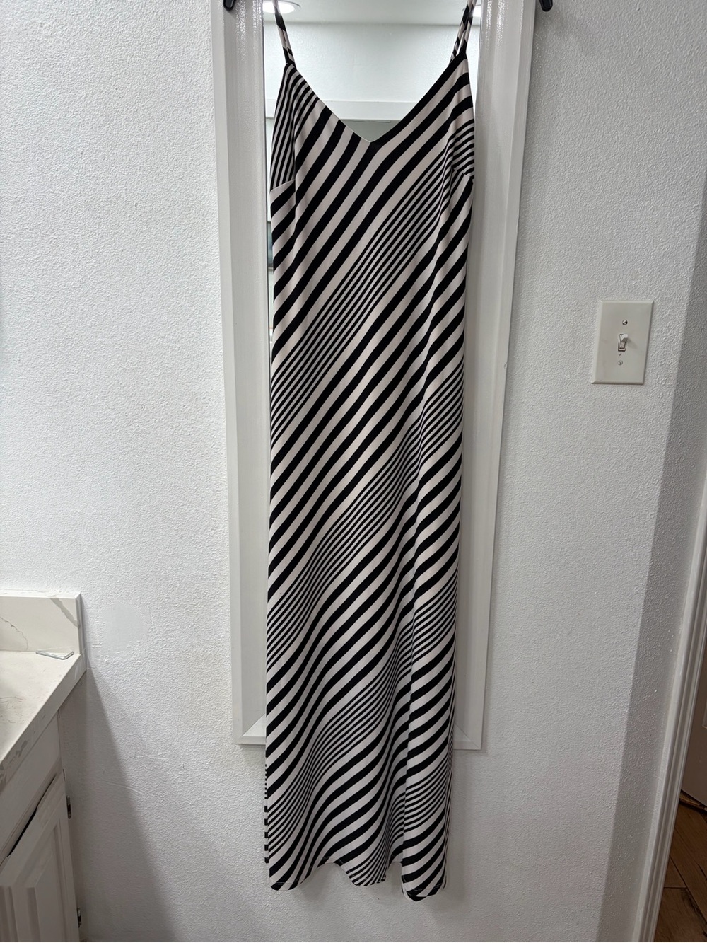 Ralph Lauren Black and White Diagonal Stripe Maxi Dress